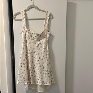 Zara Cream and Purple Floral Mini Dress